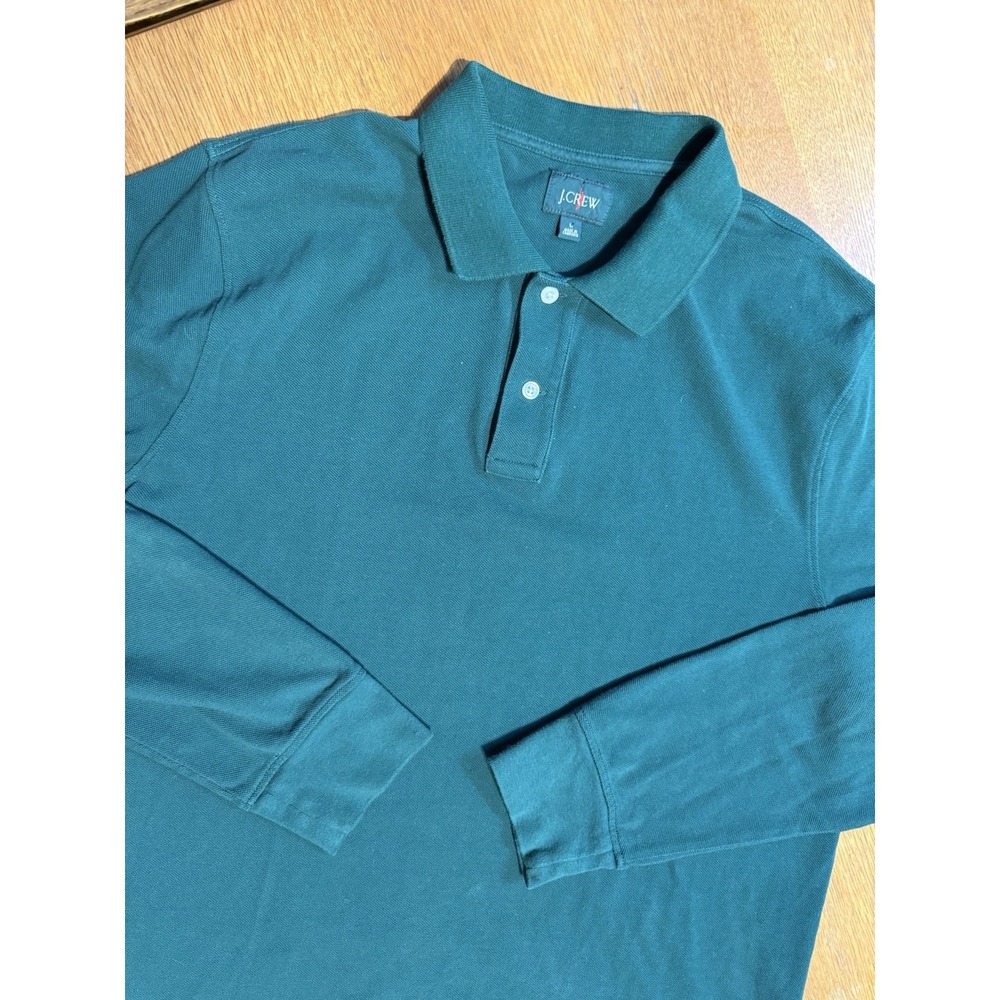 Vintage J Crew Oarsman‎ Polo Shirt Mens L Green Long Sleeve Cotton Top Classic